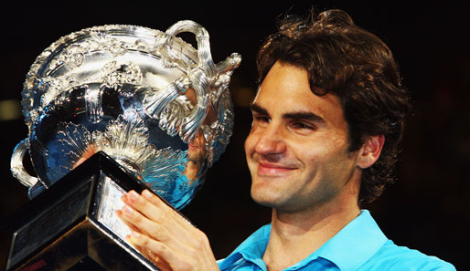Die Freude nach dem Sieg gegen Andy Murray war groß. Federer holte in Melbourne seinen ersten Sieg bei einem Grand-Slam-Turnier als Vater