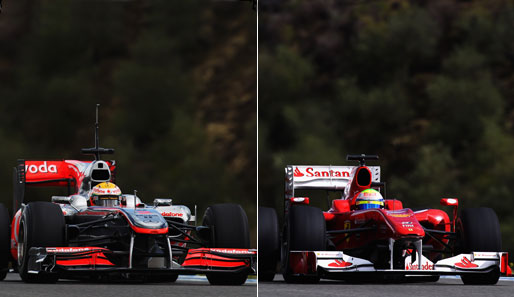 Hier die Boliden von Hamilton (l.) und Massa im direkten Vergleich