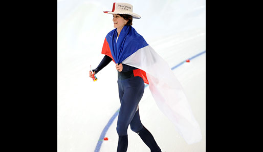 Martina Sablikova hingegen drehte mit Fahne und lustigem Hut ihre Ehrenrunde