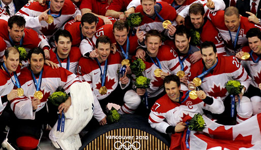 Das Siegerfoto der 23 kanadischen Gold-Jungs