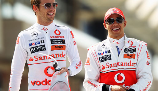 Zwei weitere Weltmeister: Jenson Button (l.) und McLaren-Teamkollege Lewis Hamilton