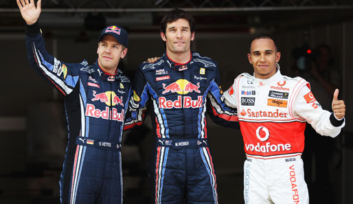 Jubeln dürfen am Ende allerdings andere: Mark Webber sichert sich die Pole Position vor Sebastian Vettel und Lewis Hamilton