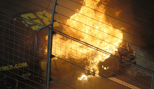 Beim Truck Race fing Brent Raymers Fahrzeug Feuer. Keine Angst, dem Mann ist nichts passiert