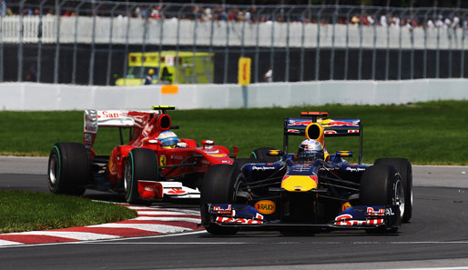 Sebastian Vettel verteidigte zwar zunächst seinen zweiten Platz vor Fernando Alonso, konnte ihn aber nicht über eine längere Distanz halten