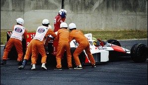 1989: Der wohl berühmteste Stallkrieg der F-1-Geschichte. Ayrton Senna und Alain Prost fuhren sich in Japan gegenseitig ins Auto