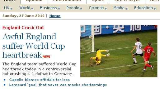 Ein gebrochenes WM-Herz beklagt der "Independent" nach der "umstrittenen aber vernichtenden" Niederlage