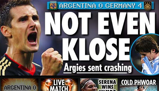 The Sun (England): "Nicht mal knapp" war das Viertelfinale zwischen Deutschland und Argentinien