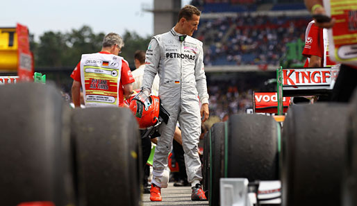 Michael Schumacher kam beim Deutschland-GP zwar nicht unter die Räder, hatte mit dem neunten Rang dennoch wenig Grund zur Freude