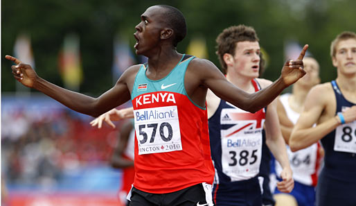 David Mutinda Mutua aus Kenia hat allen Grund zur Freude: Bei den IAAF World Junior Championships siegt er im 800-Meter-Lauf
