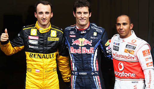 Hinter Webber landeten Lewis Hamilton und Robert Kubica. Eine interessante Konstellation am Start