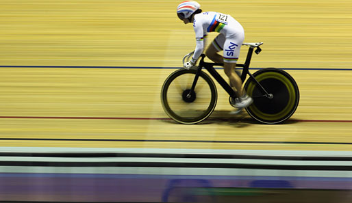 Die Britin Victoria Pendleton lägt sich bei der britischen Bahnrad-Meisterschaft mächtig ins Zeug. Hier bei der Qualifikation zur Sprintwertung