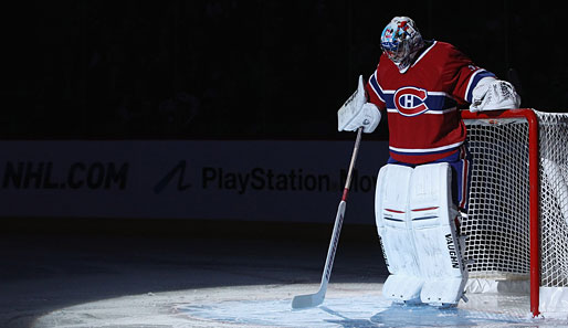 NHL-Preseason: Konzentrationsphase für Carey Price von den Montreal Canadies vor dem Spiel gegen die Florida Panthers. Montreal gewann 6:2