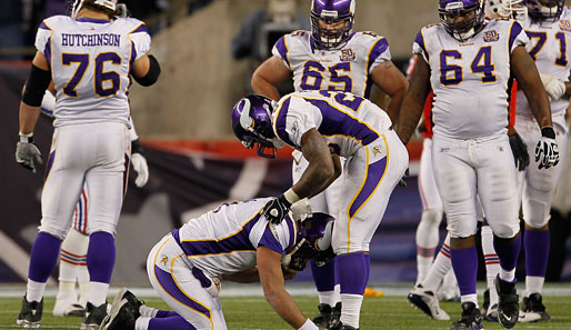 New England Patriots - Minnesota Vikings 28:18: Brett Favre am Boden. Das Bild des Tages aus Vikings-Sicht. Sogar das Bild der Saison