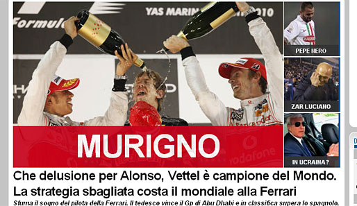 Tuttosport (Italien): "Riesenenttäuschung für Alonso, Vettel ist Weltmeister. Die falsche Strategie kostet Ferrari den Titel"