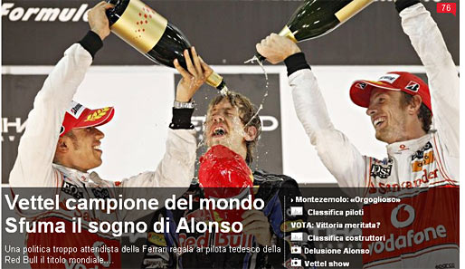 Corriere dello Sport (Italien): "Vettel Weltmeister, Alonsos Traum geplatzt"