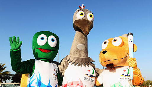 Dürfen wir vorstellen: Kermit, Roadrunner und Goleo (v.l.n.r.). Die drei haben neue Jobs als Maskottchen der Asian Games gefunden