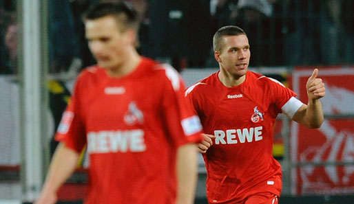 Lukas Podolski erzielte das 1:0 für Köln. Sein Jubel fiel allerdings eher nüchtern aus