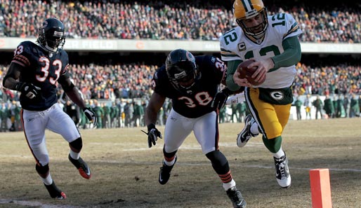 Packers-Quarterback Aaron Rodgers warf zwar keinen Touchdown-Pass, dafür lief er beim Sieg seines Teams selbst einmal in die Endzone
