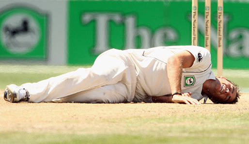 Dem Neuseeländer Tim Southee ist gerade erst klar geworden, dass er Cricketspieler ist. Manchmal tut die Wahrheit weh, unübersehbar