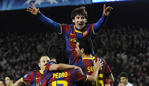 Mann des Spiels war wieder mal Lionel Messi, der gegen Arsenal zwei Tore schoss. Hier bejubelt er seinen verwandelten Elfmeter