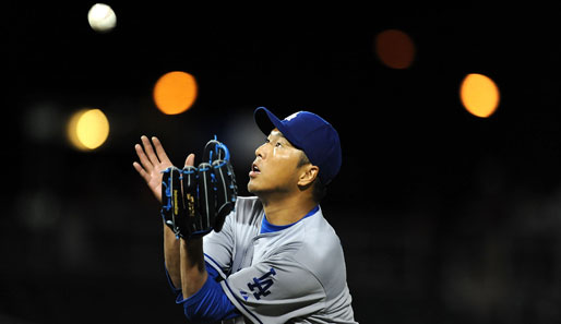 "Ich hab' ihn, ich hab' ihn, ich hab' ihn": Hiroki Kuroda von den L.A. Dodgers hat alles im Blick. Trotzdem verloren die Kalifornier im MLB-Spring-Training gegen Cincinnati
