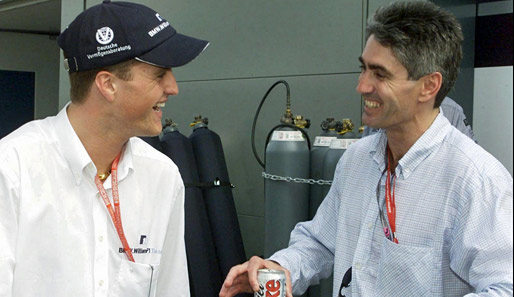 Fachgespräch unter Rennfahrern: Ralf Schumacher (l.) und Mick Doohan beim Meet and Greet