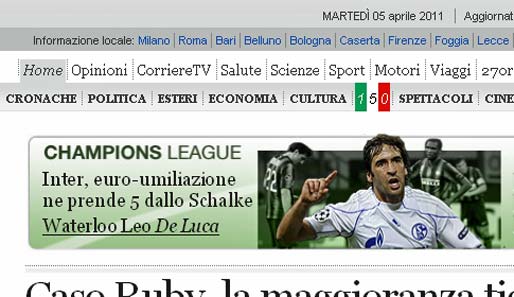 Der "Corriere della Sera" ist entsetzt: "Inter fängt sich fünf Stück von Schalke, eine Euro-Schmach"