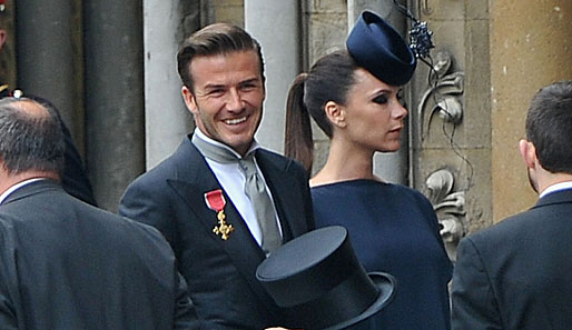 Die beiden durften beim britischen Royal Wedding natürlich nicht fehlen: David Beckham mit Ehefrau Victoria. Der Hut ist wohl der letzte Schrei