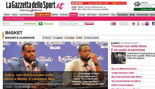 Italiens Sporttageszeitung "La Gazzetta dello Sport" zeigt zwei düster dreinblickende Miami-Stars