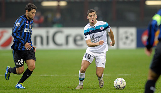 Auch der umworbene Eden Hazard (r.) konnte Lille nicht vor der 1:2-Niederlage in Mailand bewahren