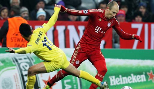 Bayern München - FC Villarreal 3:1: Arjen Robben durfte wieder von Beging an ran, der Alte war er aber noch nicht. Trotzdem hatten die Bayern keine Probleme mit den Spaniern