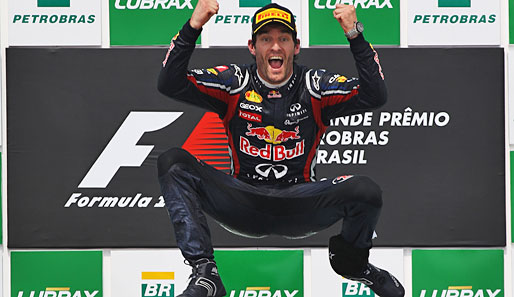 BRASILIEN-GP: Der letzte Sieg des Jahres ging an Mark Webber, den "Blue Goblin". Sebastian Vettel wurde Zweiter, brach aber den Pole-Rekord von Nigel Mansell