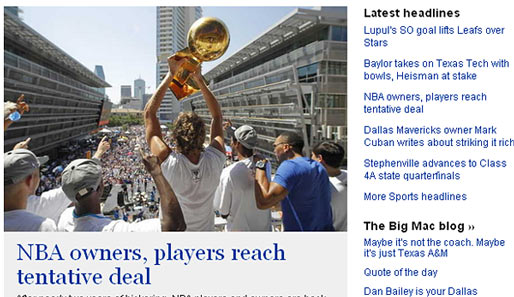 "Fort Worth Star Telegram": "NBA-Besitzer und Spieler erreichen einen vorläufigen Deal"