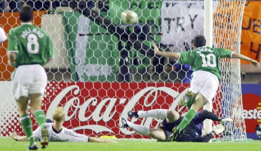 Im zweiten Gruppenspiel der WM 2002 schockte Keane die deutsche Mannschaft mit seinem Ausgleich in letzter Minute