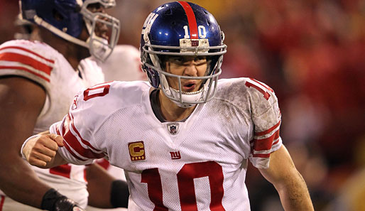 Eli Manning feiert einen seiner Touchdown-Pässe gegen die 49ers