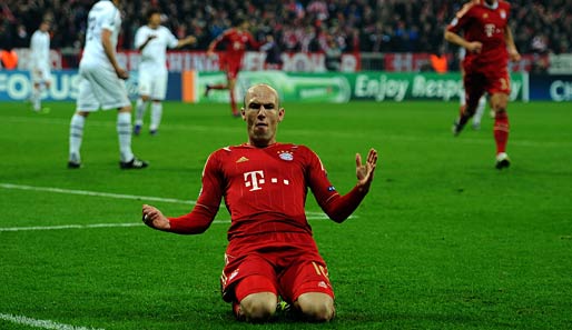 FC Bayern - FC Basel 7:0: Arjen Robben sorgte im Achtelfinal-Rückspiel mit seinem Tor nach nur elf Minten für einen perfekten Start der Bayern