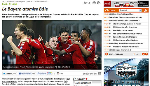 L'Equipe - Frankreich ("Die Bayern vernichten Basel")