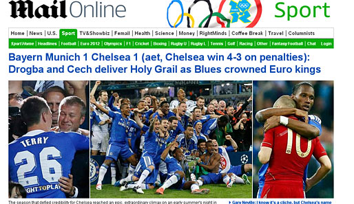 "Drogba und Cech liefern den Heiligen Gral", meint "Daily Mail". Es sei ein epischer, außergewöhnlicher Höhepunkt der Saison gewesen