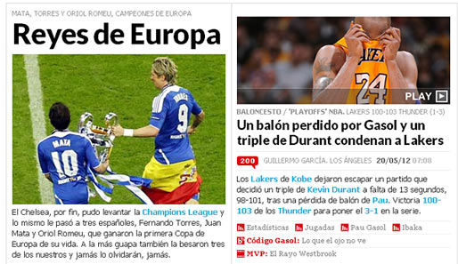 SPANIEN: Für die "Marca" stehen beim ersten Titelgewinn der Blues die spanischen Spieler im Mittelpunkt: Fernando Torres, Juan Mata und Criol Romeu