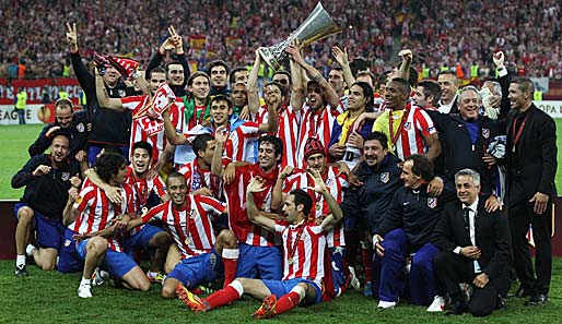 Atletico - Athletic 3:0 - Das offizielle Siegerfoto von Atletico Madrid als Europa-League-Sieger 2012