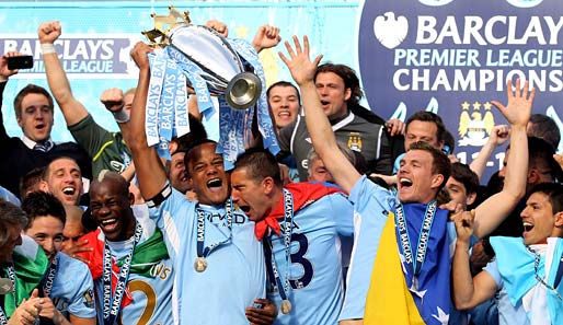 MEISTER: Manchester City holte den dritten Ligatitel der Klubgeschichte. Am 38. Spieltag drehten die Citizens das Spiel gegen QPR durch zwei Tore in der Nachspielzeit