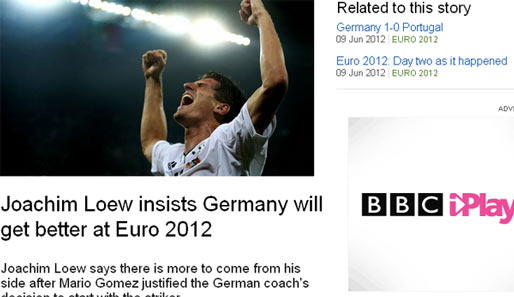 ENGLAND: Die "BBC" greift Joachim Löws Ankündigung auf, Deutschland werde sich im Turnierverlauf noch steigern