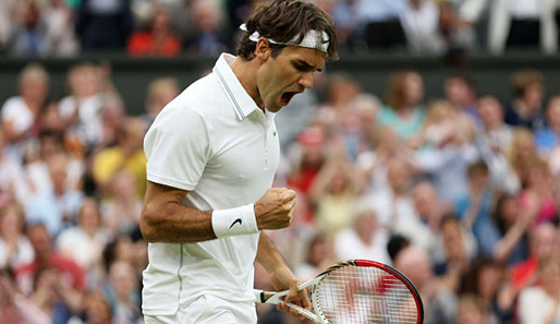 Tag 11 in Wimbledon: Roger Federer jubelte nach dem Viersatzsieg gegen Novak Djokovic begeistert