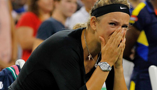 So sah es nach dem Damen-Finale aus. Victoria Asarenka konnte ihre Tränen nach der knappen Niederlage nicht zurückhalten