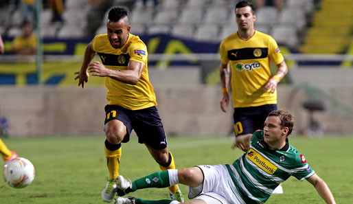 AEL Limassol - Borussia Mönchengladbach 0:0: Tony Jantschke (M.) versucht alles, am Ende reichte aber auch das nur zu einem torlosen Remis