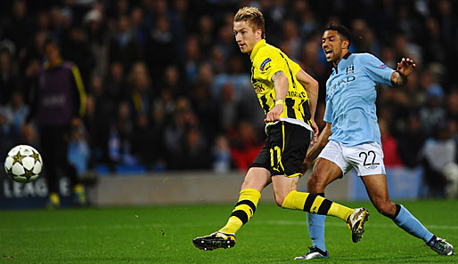 Manchester City - Borussia Dortmund 1:1: Marco Reus brachte den BVB in Manchester in Führung, nachdem Rodwell zuvor gepatzt hatte