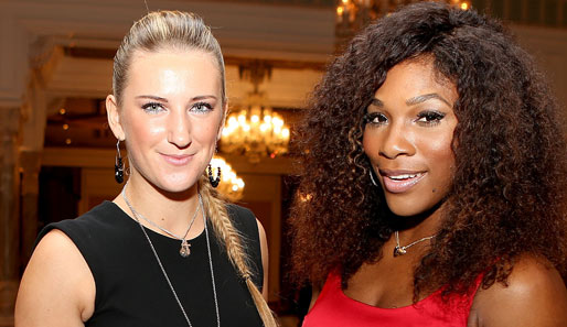 Serena Williams (r.), erste Gegnerin von Angie Kerber, an der Seite von Victoria Azarenka