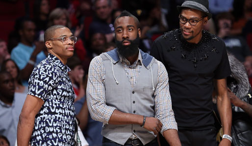 Die Oklahoma-City-Connection kam extrem nerdig daher: Russell Westbrook, James Harden (inzwischen Rockets) und Kevin Durant
