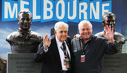 Apropos Legenden: Mit Sir Jack Brabham (l.) und Alan Jones waren zwei ehemalige Weltmeister auch vor Ort, die beide geehrt wurden