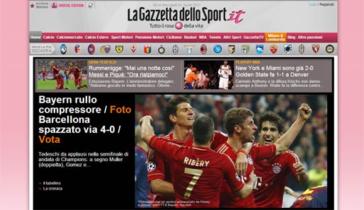 In Italien werden die Bayern bei der "Gazzetta dello Sport" als Dampfwalze bezeichnet